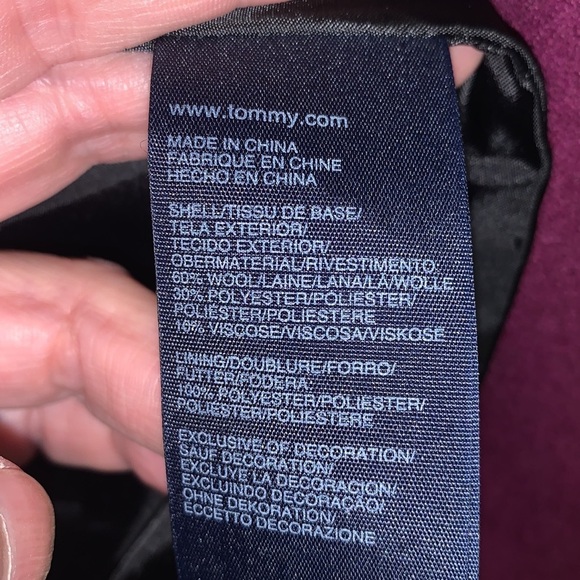 Tommy Hilfiger Purple Pea Coat Size Large.  Wool blend.  Fully lined. - Picture 6 of 8